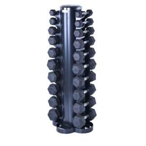 Rubber Hex Dumbbell 1-10 Kg Set including all Black stand